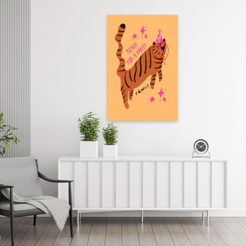 Art contemporain, chat, tigre, art contemporain, H 36 po x l 24 po