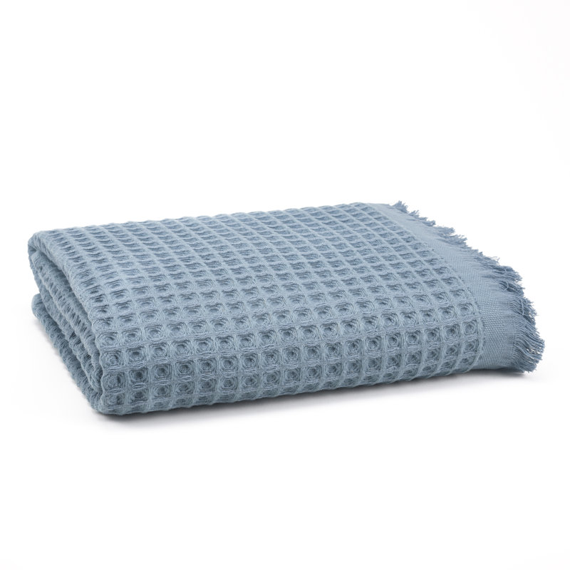 Lycia Turkish Cotton Waffle Bath Towel, Stonewash Blue