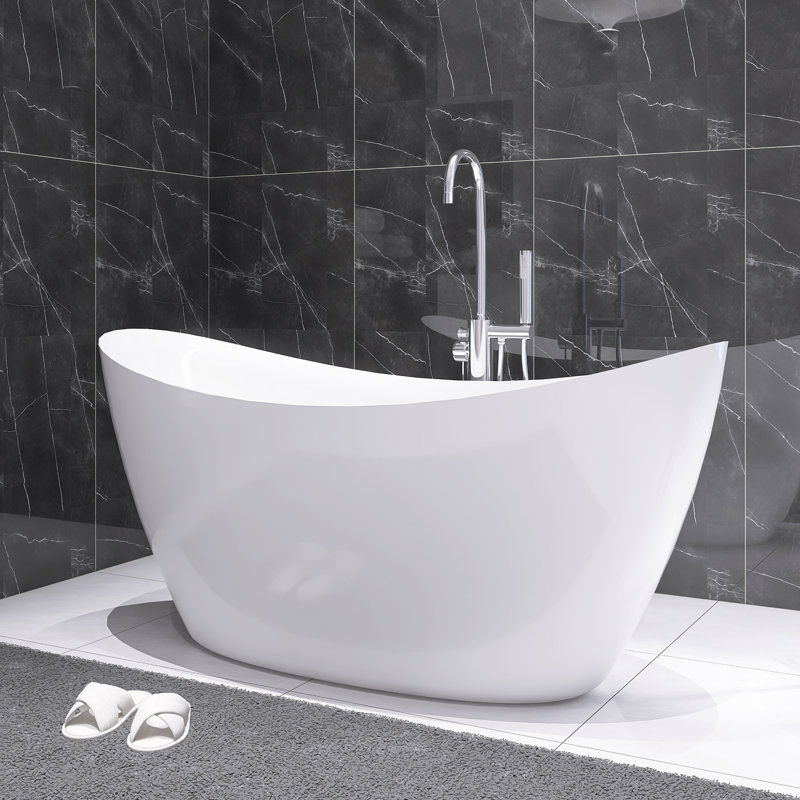 60" Double Slipper Freestanding Tub Soaking Acrylic Bathtub