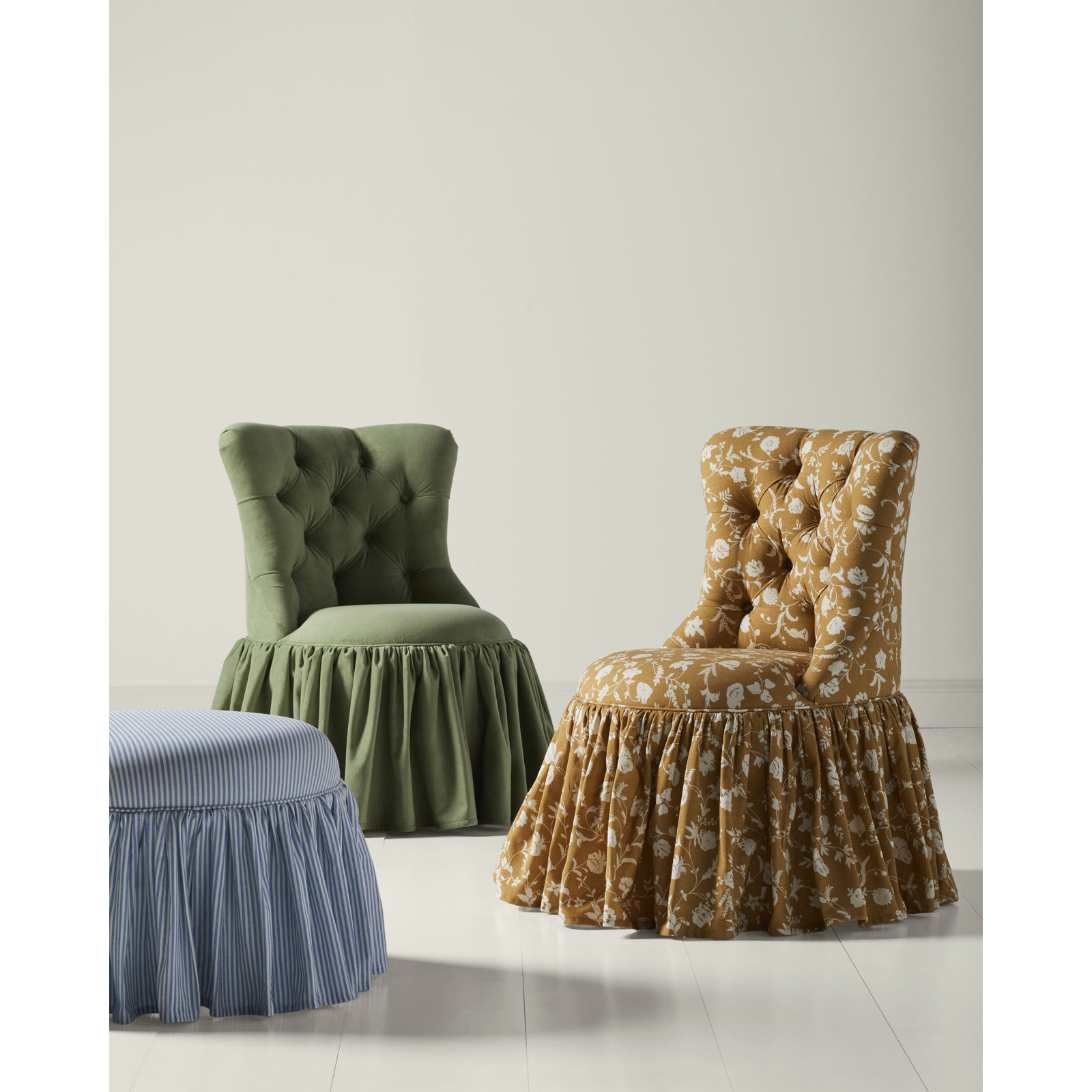 Minnie Cotton Swivel Side Chair, Robina Floral Ochre