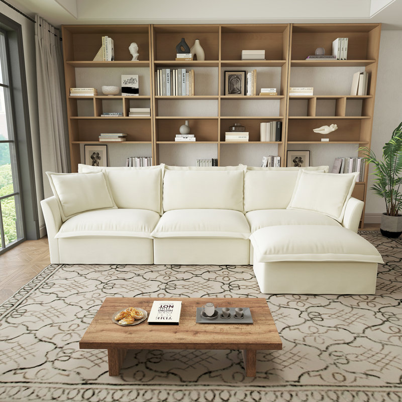 Canapé modulaire en forme de L 120 pouces, ensemble de canapé moderne surdimensionné à 3 places avec housse pour le bureau du salon, tissu chenille