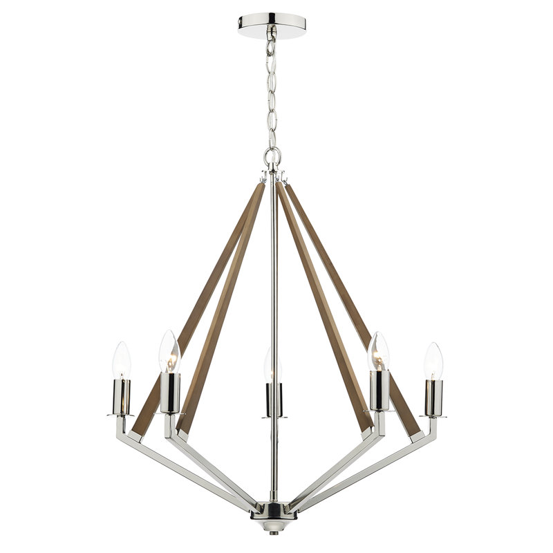 Julie 5 - Light Polished Nickel/Brown Candle Style Pendant