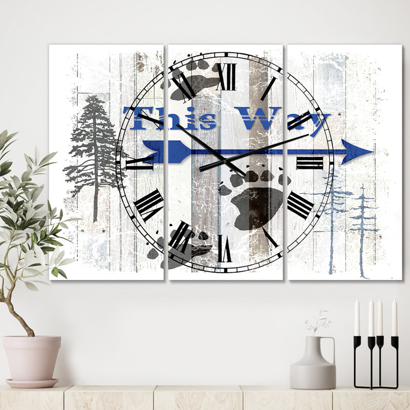 Horloge murale 3 panneaux The Blue Moose - This Way II
