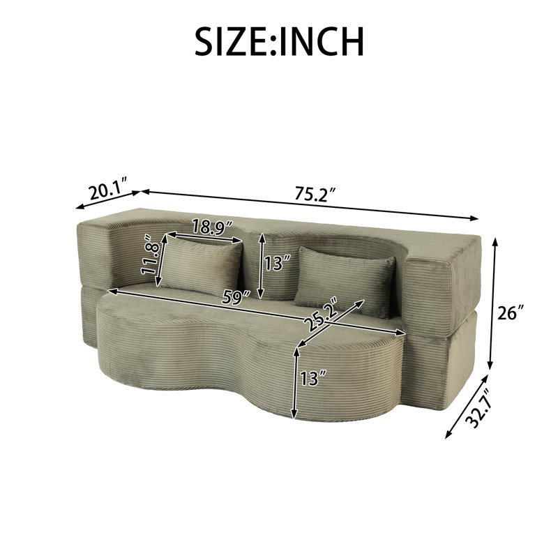 Lit pliable compressé 75 pouces 21, trois, mousse à mémoire de forme, revêtement en fausse fourrure, microfibre pour appartement