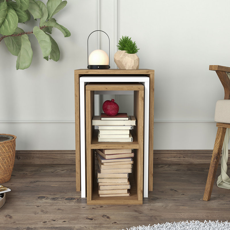 Fika 3-in-1 Nesting Coffee Table Set Modern Rectangular Coffee Tables & Side Tables for Living Room | Space-Saving Versatile Design
