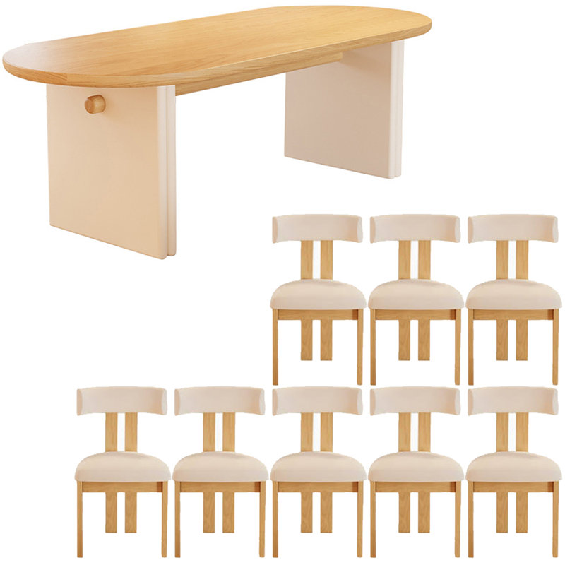 Modern simple solid wood dining table set., 29.5"H x 86.6"L x 35.4"W