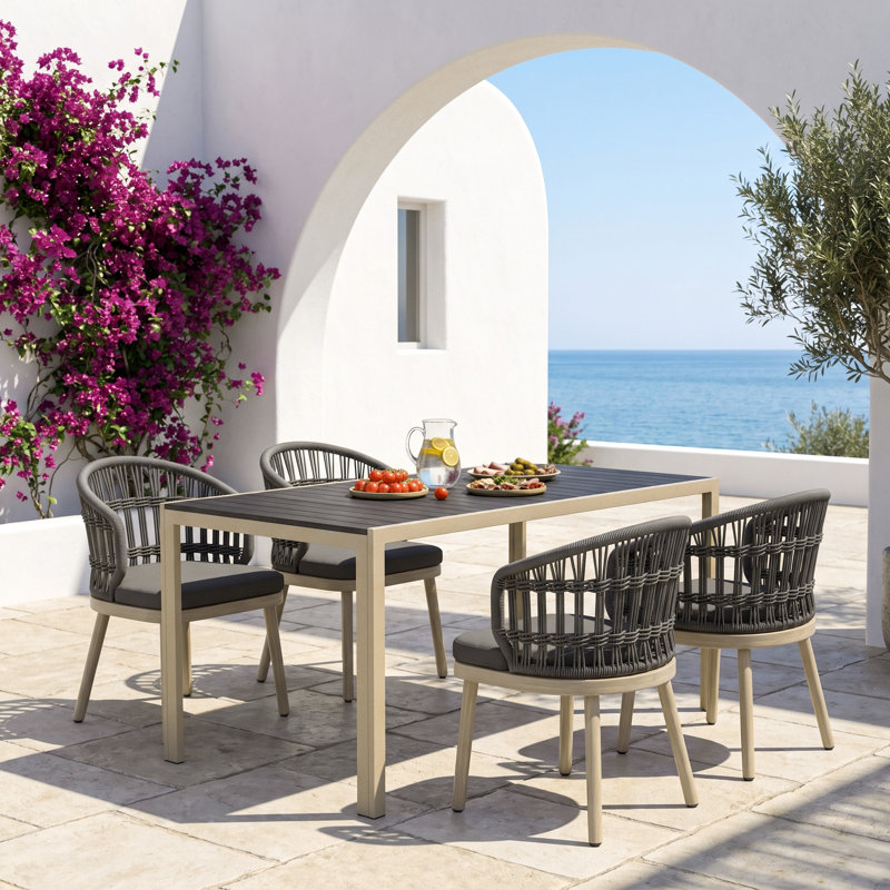 Ensemble repas extérieur pour 4 personnes avec coussins 4 personnes