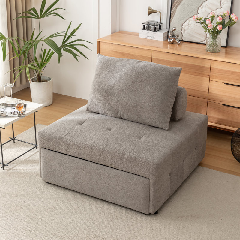 Canapé-lit rembourré convertible de 39 po Marnee, Polyester beige