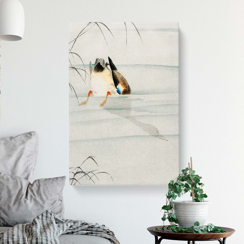 Mallard Duck Under Water by Ohara Koson - Wrapped Canvas Painting, 76cm H x 50cm W x 3cm D
