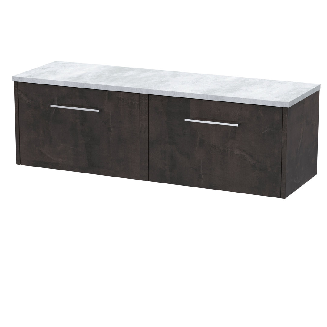 Hudson Reed Metallic Slate Juno Matt Wall Hung 2 Drawer Vanity Unit With Bellato Grey Worktop | | Mfc | 1200Mm - Image 2