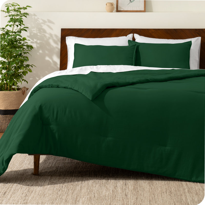 Ensemble d'édredon en duvet synthétique, Édredon très grand surdimensionné + 2 très gra, Vert forêt