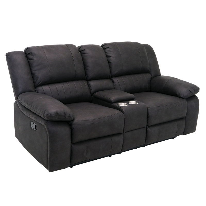 Canapé double inclinable noir avec console