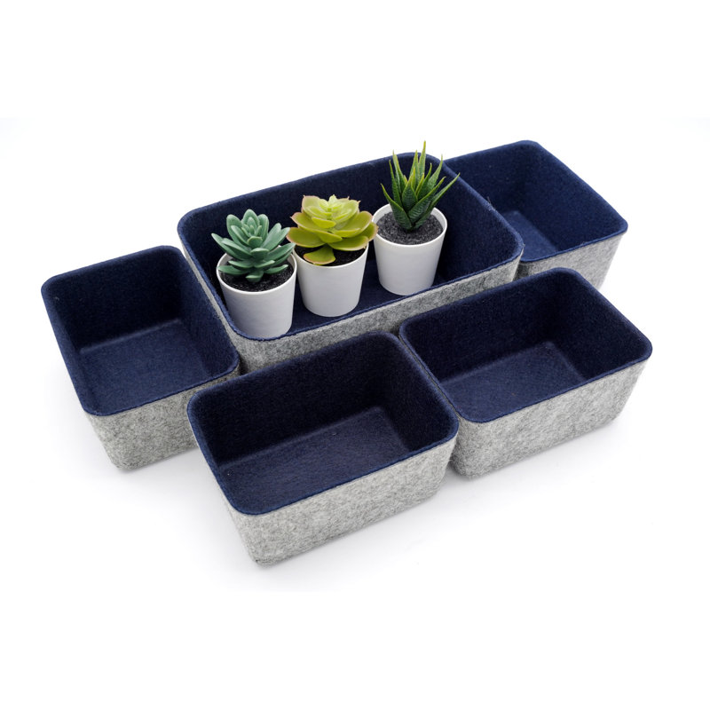 Ensemble de rangement de bureau en feutre, Bleu marine