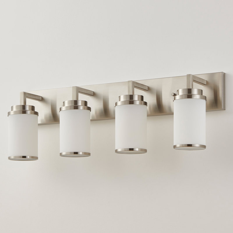 Dimmable Transitional Vanity Light, Brushed Nickel, 4 Lights