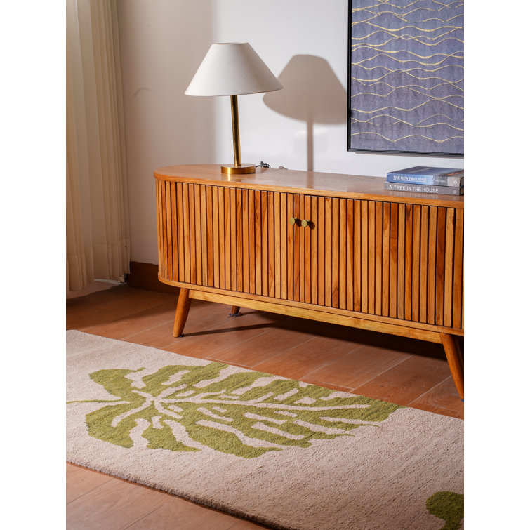 Rhoda Hand Tufted Wool Eco-Friendly Area Rugs - Beige Green Color | Floral Modern Design | Area Rugs for Living room, Bedroom