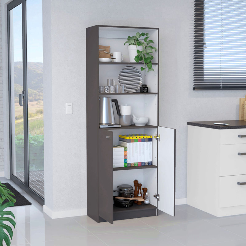 Bibliothèque 2 portes Vinton avec tablettes supérieures, Gray