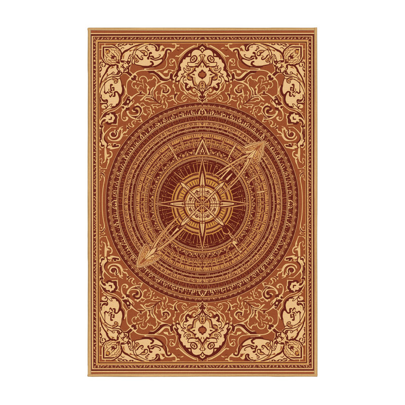 Tapis oriental délavé à la machine Parlin Astrolabe - brun clair, 5x7