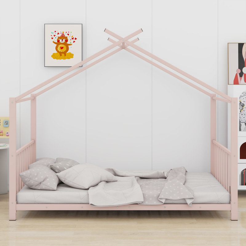 Lit plateforme en métal, Rose