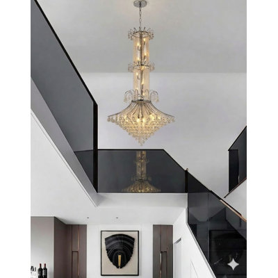 Lustre en cristal chrome traditionnel 20 lumières