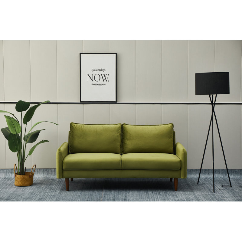 Emteas 69'' Velvet Sofa, Army Green Velvet