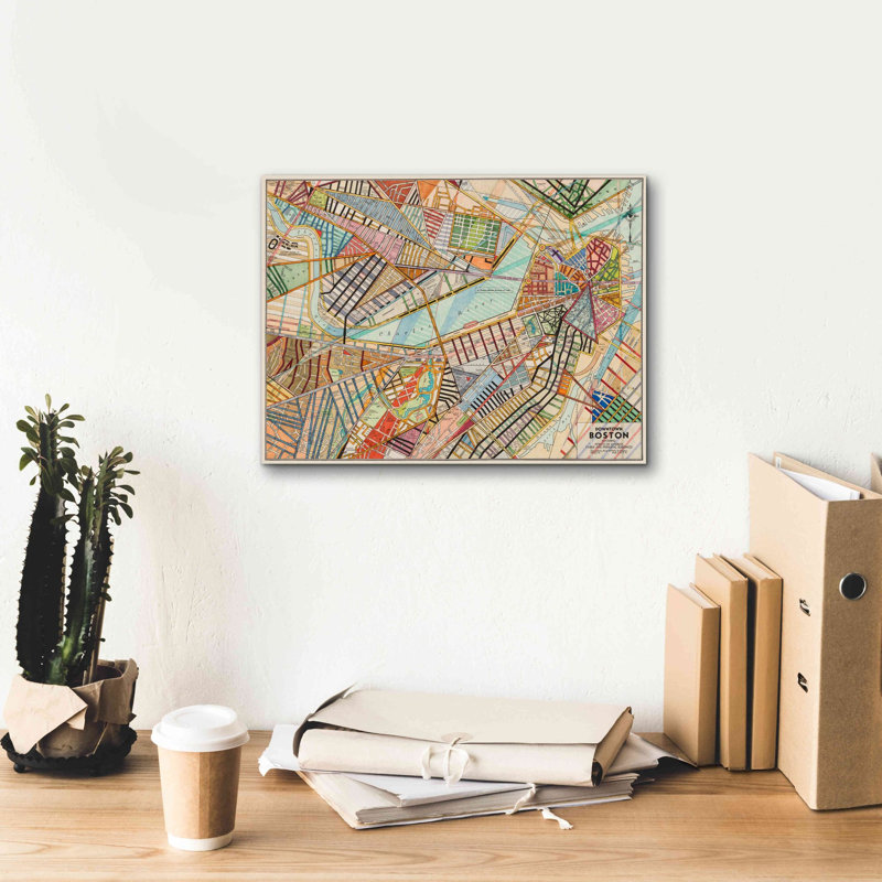 «Modern Map of Boston» par Nikki Galapon, art mural sur toile, H 12 po x l 16 po x P 0,75 po