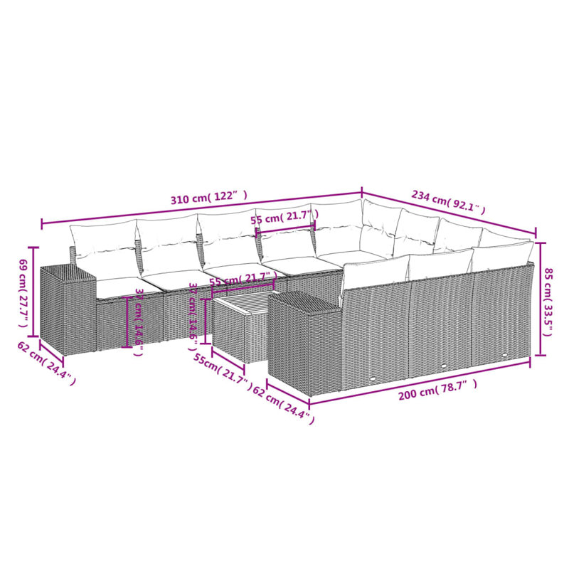  Garden Sofa Set Grey