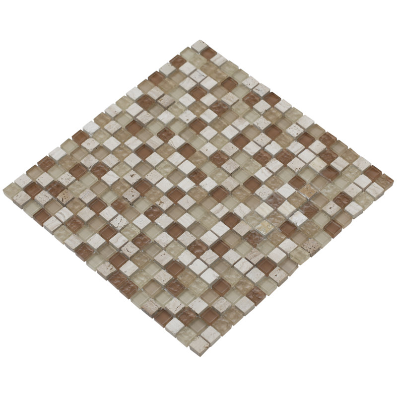 Mesh Pess 12" Natural Stone/Glass Grid Mosaic Wall & Floor Tile
