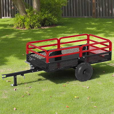 1500Lbs ATV UTV Trailer Tow Behind Dump Cart, Heavy Duty Yard Garden Trailer
