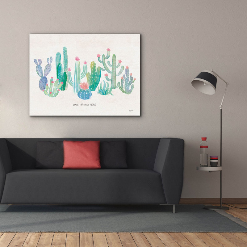 «Bohemian Cactus 1 Love» par Mary Urban, art mural sur toile, 26 po x 18 po, H 40 po x l 54 po x P 1,5 po