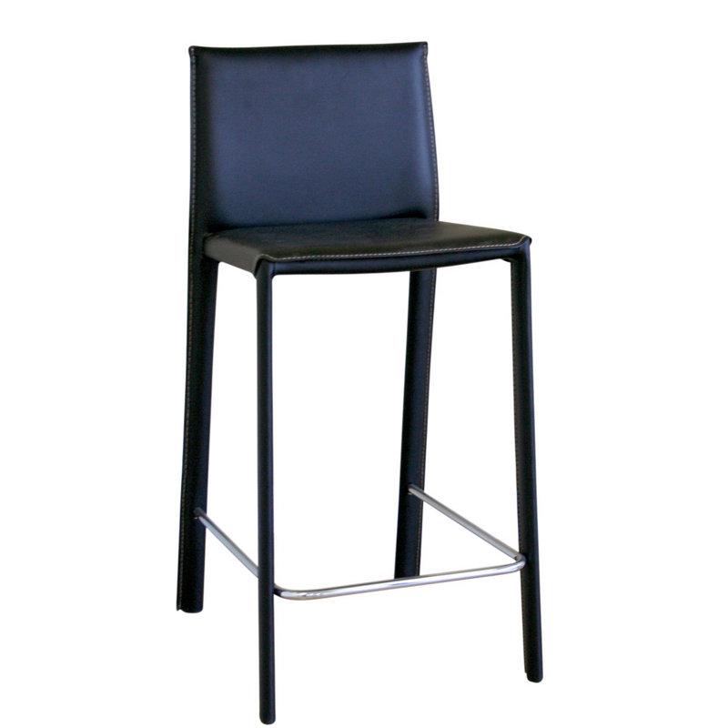 Tabouret de bar et de comptoir Xie, Noir / argenté, Tabouret de comptoir (siège d'une hauteur de 25,5