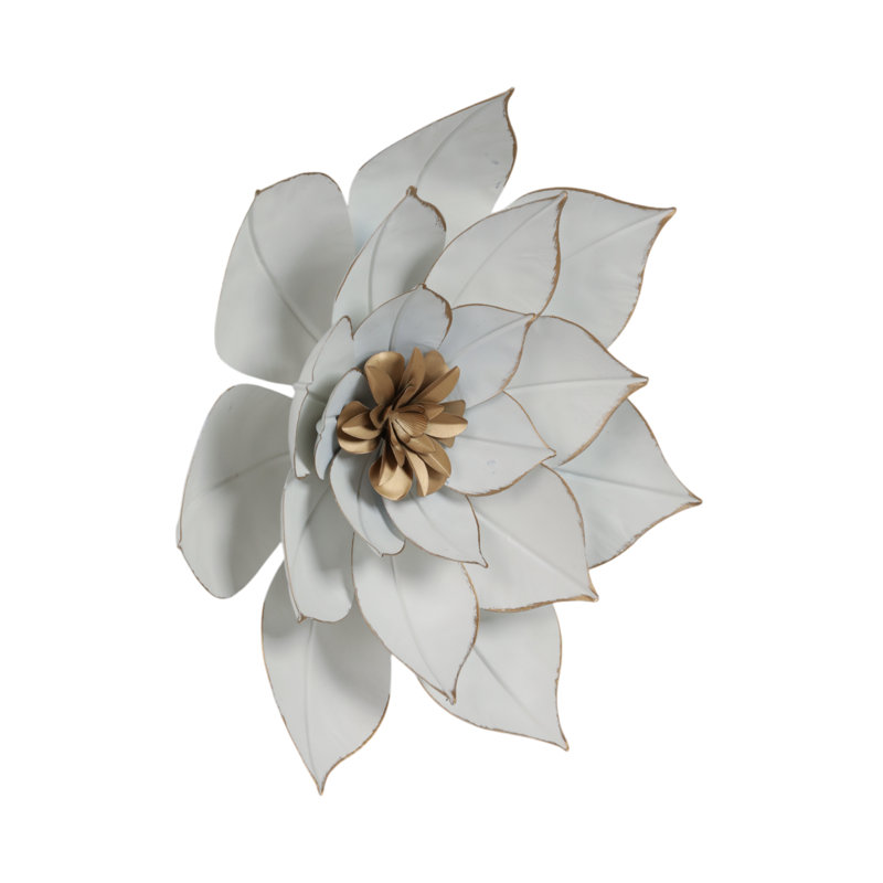 Metal Floral Wall Decor with Layered Petal Design, Modern Glam Wall Accent for Interiors, 3" H x 14" W x 14" D