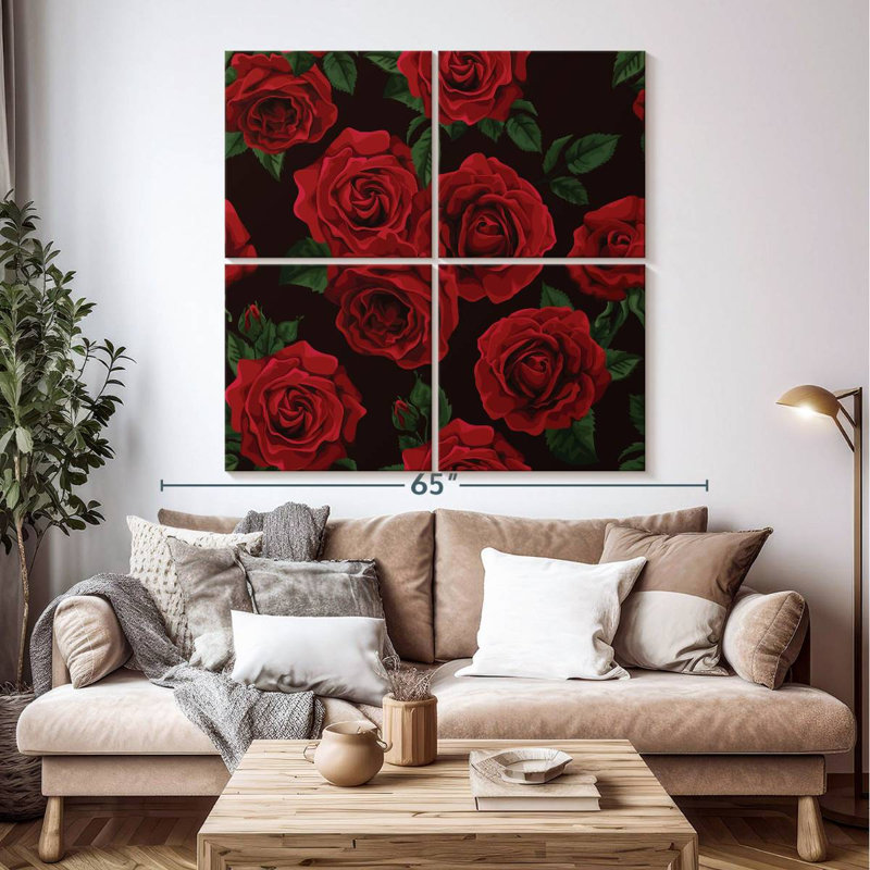 Harnek élégantes roses rouges, H 50 po x l 50 po
