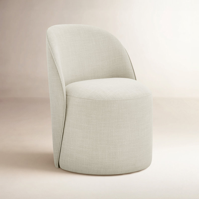 Lola Upholstered Side Chair with Swivel Casters, Polyester Beige