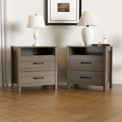 No More Bedside Clutter—This Drawer Nightstand Does It All(set of 2) by Ophelia & Co.