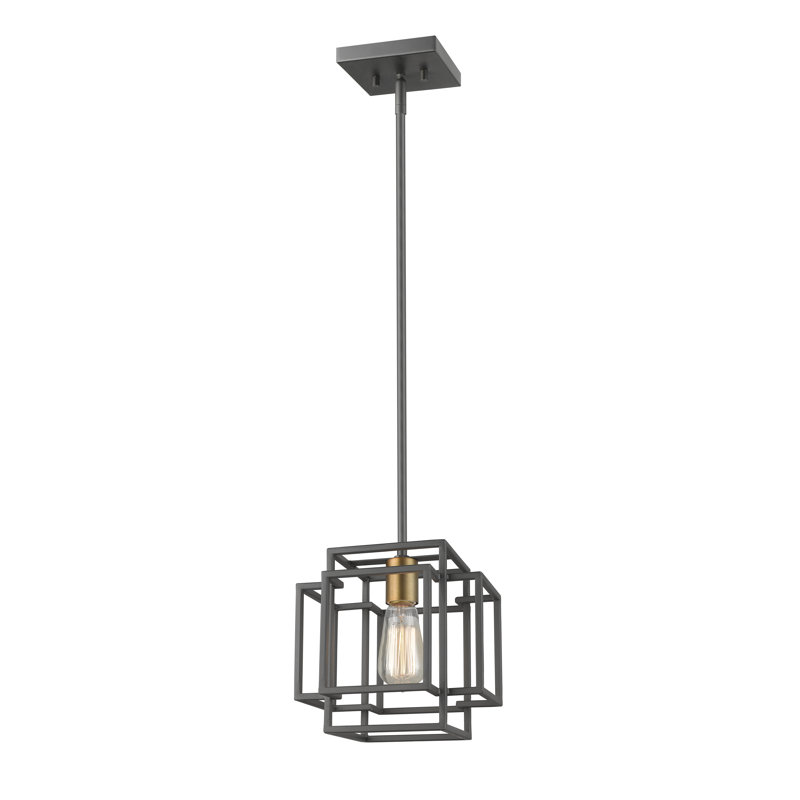Luminaire suspendu carré à 1 lumière Orona, Bronze / laiton vieilli