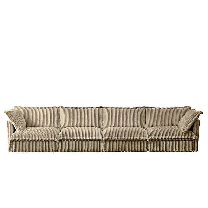 Canapé rembourré, 34.6" H x 156.6" W x 33" D, 4, Chameau