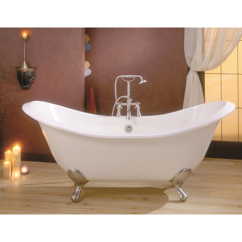 Regency 72'' x 31'' Soaking Cast Iron Bathtub, White Interior with Custom Color Exterior, Polished Brass