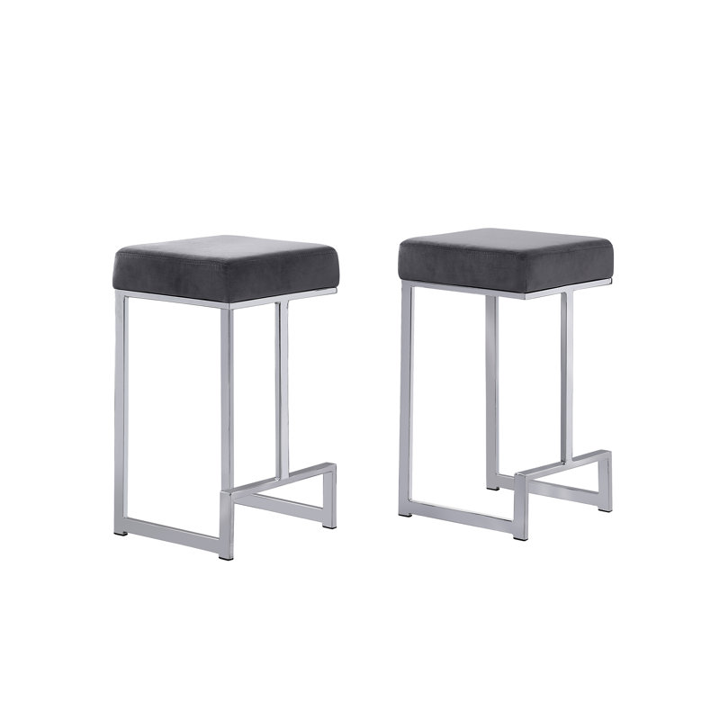 Tabouret de bar et de comptoir John-Henry, Argent, gris, Tabouret de comptoir (siège d'une hauteur de 25 p