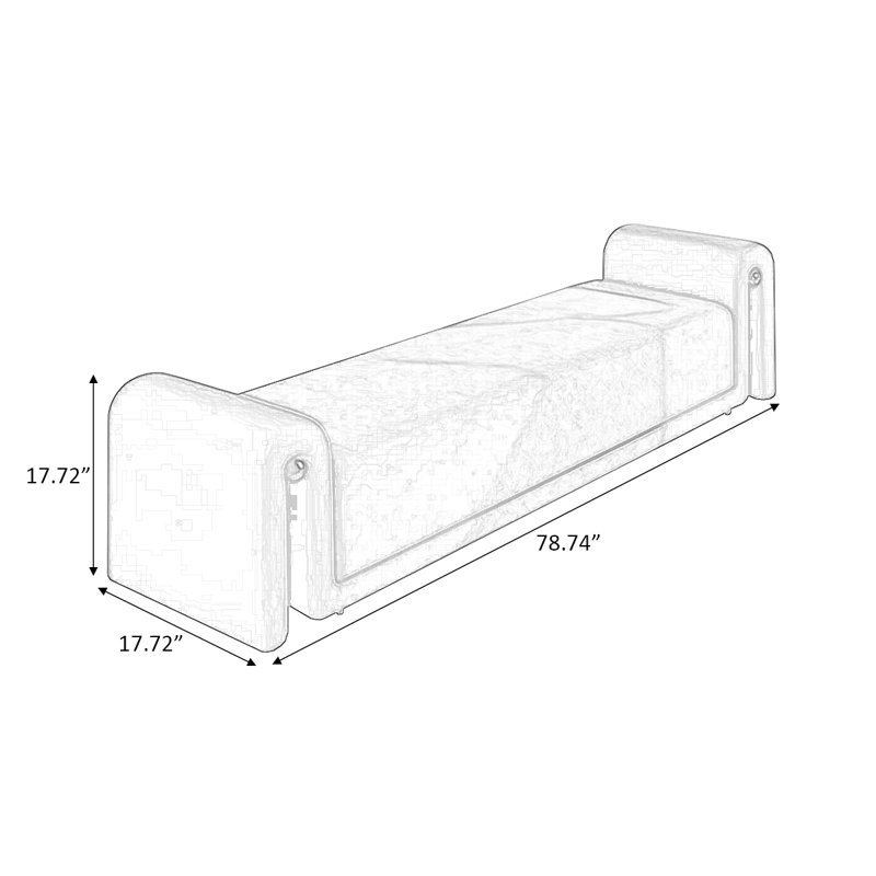 Banc rembourré blanc, H 29,53 po x l 78,74 po x P 29,53 po, Blanc