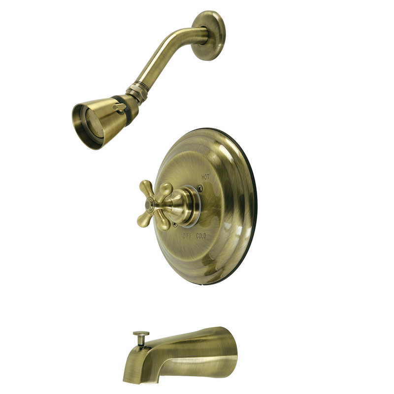 Kingston Brass Restoration Single-Handle Pressure Balanced Tub and Shower Faucet, Antique Brass
