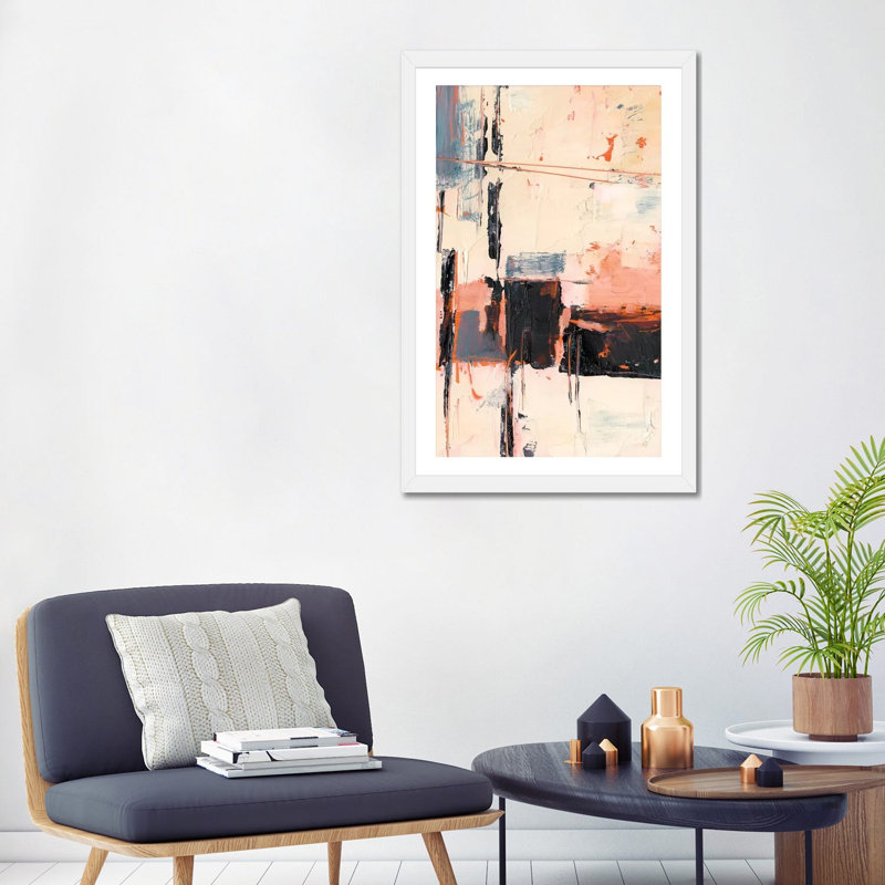 Corail et sable I par Ethan Harper - reproduction d'art, H 32 po x l 24 po x P 1 po, Papier encadré blanc, Blanc