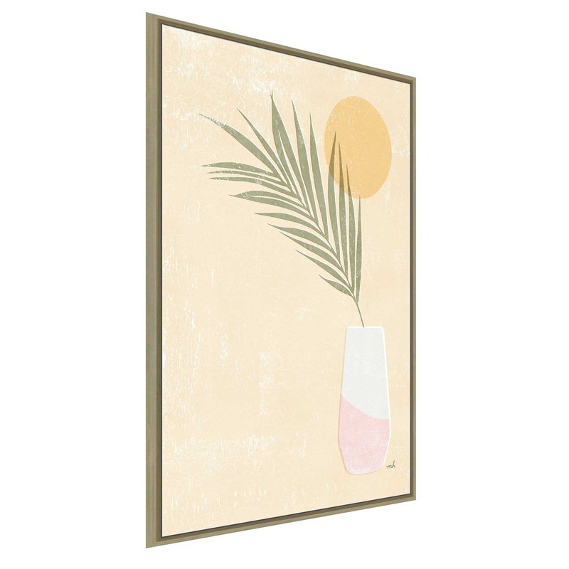 Sun Palm II Blush - peinture, L 27,5 po x H 43,5 po, Encadrement brun