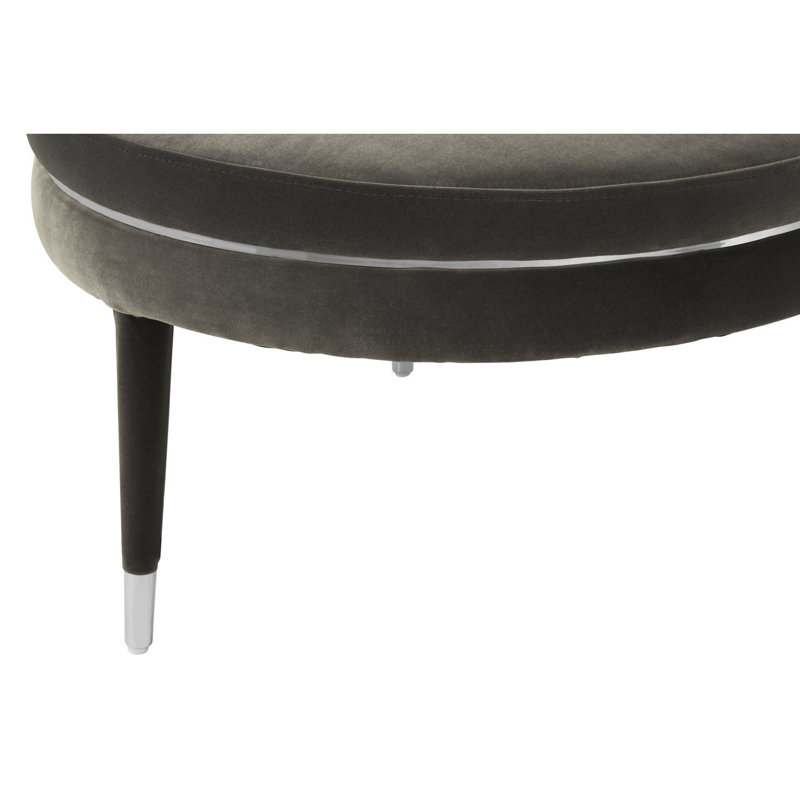 Reuben 76cm Wide Tufted Round Solid Colour Ottoman, Black, Black