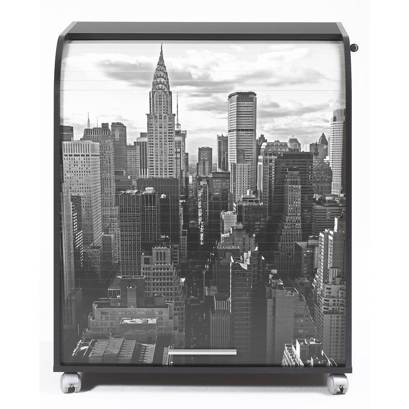 Solid Wood Secretary Desk, Black