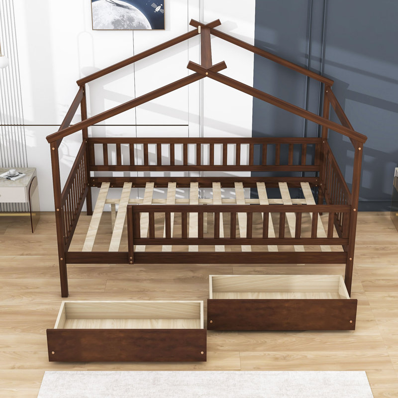Velida Twin Daybed with Two Drawers, Walnut, Full/Double
