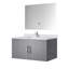 Meuble-lavabo gris foncé 36 po, surface en quartz blanc, robinet, po Miroir à DEL - Teinture - Finition de la surface de la baignoire avec dessus-131092221