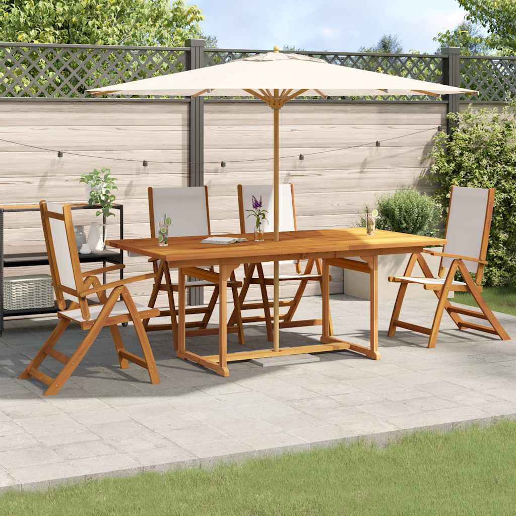 5 Piece Garden Dining Set Solid Wood Acacia And Textilene