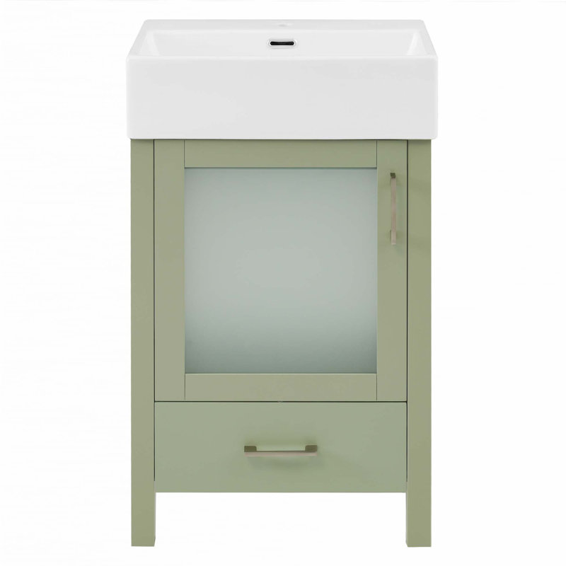 Meuble-lavabo de 20 pouces avec lavabo en céramique et beaucoup de rangement, Vert