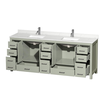 Sheffield 84" Freestanding Double Bathroom Vanity with Quartz Top