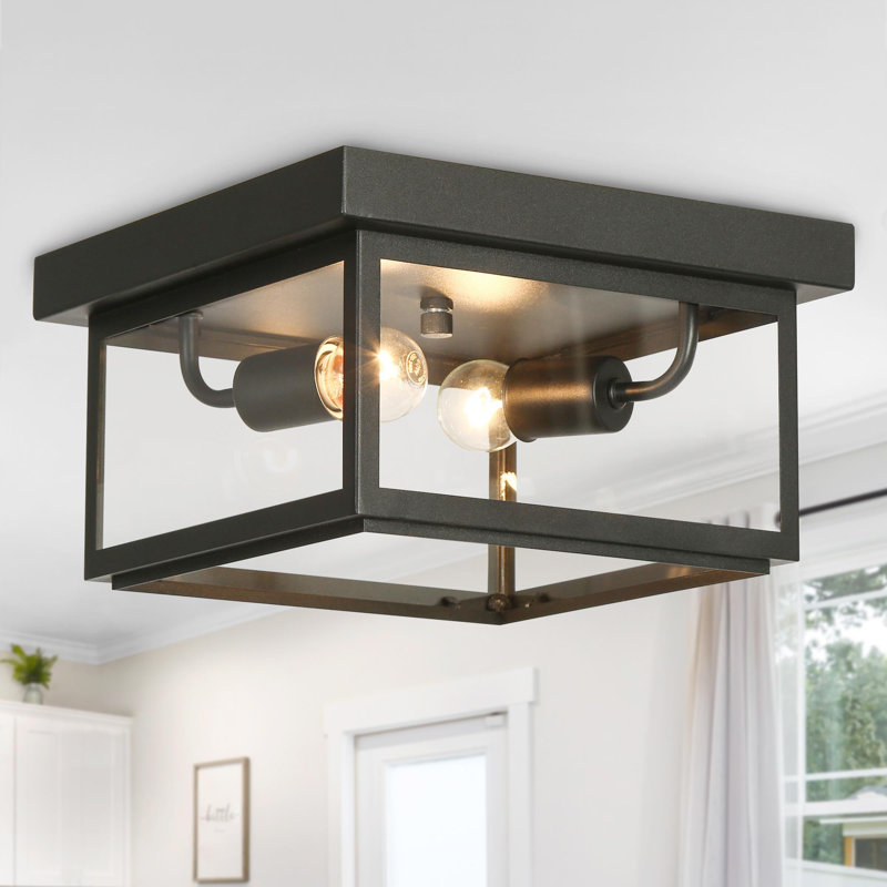 Plafonnier encastré en verre noir mat à 2 lumières Rosalee
